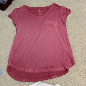 Red/Pink V-Neck Women's Top